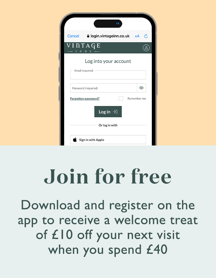 Join the Vintage Inns Rewards app for free