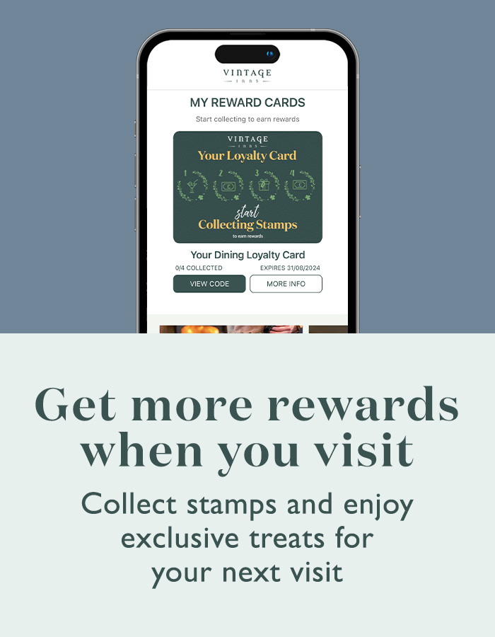 Get more rewards when you visit using the Vintage Inns Rewards app