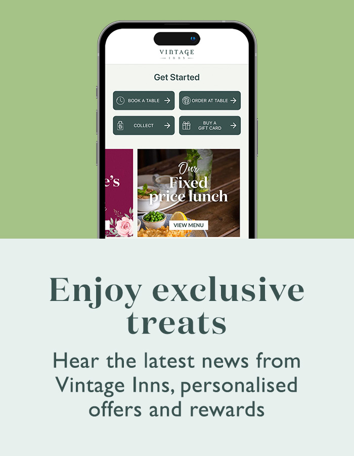 Enjoy exclusive treats with the Vintage Inns Rewards app