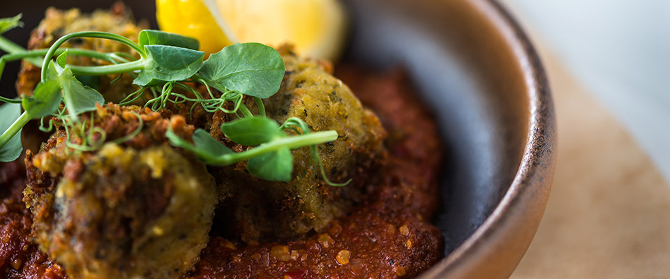 Our pine nut & carrot falafel starter 